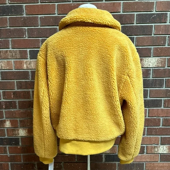 New York & Company Yellow Teddy Bomber Jacket Size XL - Picture 4 of 10